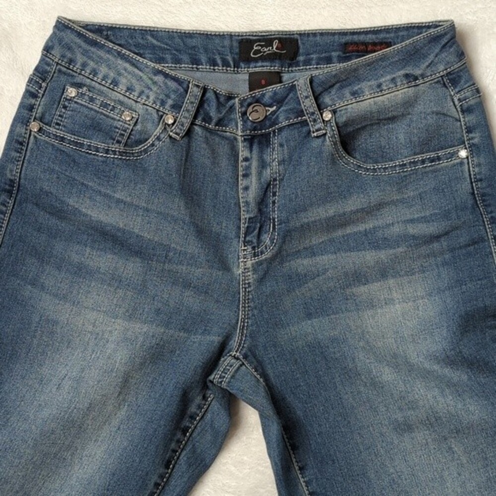 Earl Jeans Bling Embellished Back Pocket Slim Bootcut Jeans Size 8
